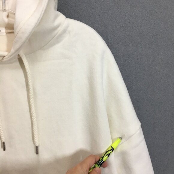 LAB STUDIO Womens Hoodie Size Large Kangaroo Pocket Ivory Fleece Lining - Picture 6 of 15